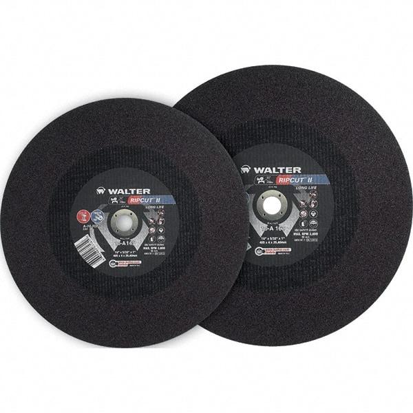 WALTER Surface Technologies - 20" 24 Grit Aluminum Oxide Cutoff Wheel - 3/16" Thick, 40mm Arbor, 3,000 Max RPM, Use with Stationary Tools - Americas Industrial Supply