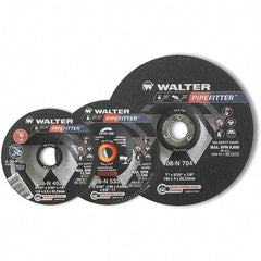WALTER Surface Technologies - 20 Grit, 7" Wheel Diam, 5/32" Wheel Thickness, Type 27 Depressed Center Wheel - Aluminum Oxide/Silicon Carbide Blend, Resinoid Bond, 8,600 Max RPM - Americas Industrial Supply