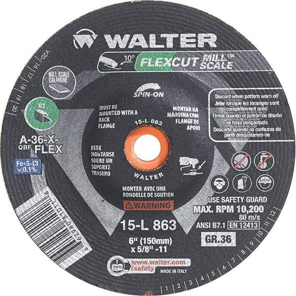 WALTER Surface Technologies - 6" Diam, 36 Grit Surface Grinding Wheel - Americas Industrial Supply