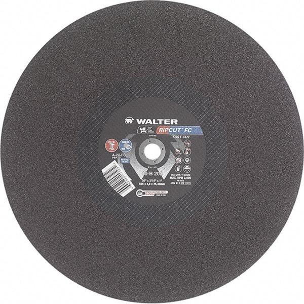 WALTER Surface Technologies - 20" 24 Grit Aluminum Oxide Cutoff Wheel - 3/16" Thick, 1" Arbor, 3,000 Max RPM, Use with Stationary Tools - Americas Industrial Supply