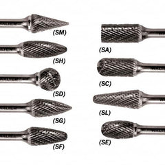 WALTER Surface Technologies - 1/4" Cut Diam, 1/4" Shank Diam, Taper Head Double Cut Burr - Carbide, 5/8" LOC - Americas Industrial Supply