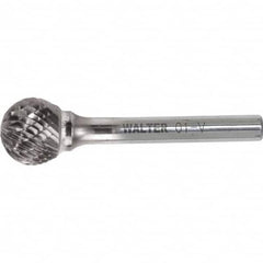 WALTER Surface Technologies - 1/2" Cut Diam, 1/4" Shank Diam, Cylinder Head Double Cut Burr - Carbide, 1" LOC, 7" OAL - Americas Industrial Supply