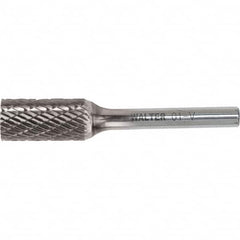 WALTER Surface Technologies - 1/4" Cut Diam, 1/4" Shank Diam, Cylinder Head Double Cut Burr - Carbide, 5/8" LOC - Americas Industrial Supply