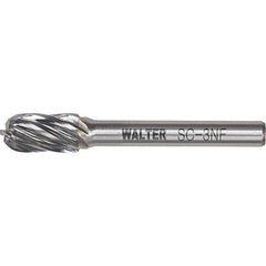 WALTER Surface Technologies - 5/16" Cut Diam, 1/4" Shank Diam, Cylinder Ball End Head Double Cut Burr - Carbide, 3/4" LOC - Americas Industrial Supply