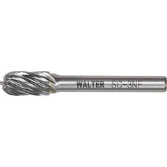 WALTER Surface Technologies - 1/4" Cut Diam, 1/4" Shank Diam, Cylinder Ball End Head Double Cut Burr - Carbide, 5/8" LOC - Americas Industrial Supply