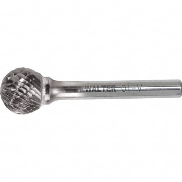 WALTER Surface Technologies - 1/8" Cut Diam, 1/8" Shank Diam, Ball Head Double Cut Burr - Carbide, 1/8" LOC - Americas Industrial Supply