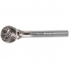 WALTER Surface Technologies - 5/8" Cut Diam, 1/4" Shank Diam, Ball Head Double Cut Burr - Carbide, 9/16" LOC - Americas Industrial Supply