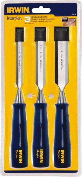 Irwin - 3 Piece Wood Chisel Set - Polypropylene, Sizes Included 1/2 to 1" - Americas Industrial Supply