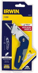 Irwin - Fixed Folding Utility Knife - Metal Handle, 3 Blades Included - Americas Industrial Supply