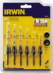 Irwin - 8 Piece, 1/4 to 1/2" Head Diam, Single End Countersink Set - Americas Industrial Supply