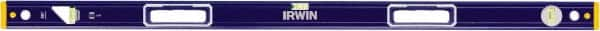 Irwin - 48" Long 3 Vial Box Beam Level - Aluminum, Blue/Yellow, 1 Level & 2 Plumb Vials - Americas Industrial Supply