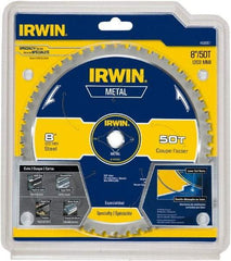 Irwin Blades - 8" Diam, 5/8" Arbor Hole Diam, 50 Tooth Wet & Dry Cut Saw Blade - Carbide-Tipped, Smooth Action, Standard Round Arbor - Americas Industrial Supply