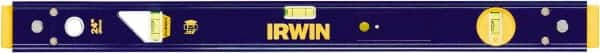 Irwin - 24" Long 3 Vial Box Beam Level - Aluminum, Blue/Yellow, 1 Level & 2 Plumb Vials - Americas Industrial Supply