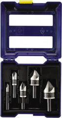 Irwin - 5 Piece, 1/4 to 3/4" Head Diam, 82° Included Angle, Single End Countersink Set - Americas Industrial Supply