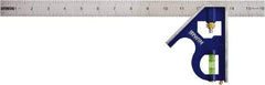 Irwin - 2 Piece, 16" Combination Square Set - 1/16, 1/32, 1/64 & 1/8" (4R) Graduation, Stainless Steel Blade, Cast Zinc Square Head - Americas Industrial Supply
