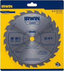 Irwin Blades - 8-1/4" Diam, 5/8" Arbor Hole Diam, 24 Tooth Wet & Dry Cut Saw Blade - Carbide-Tipped, Smooth Action, Diamond Arbor - Americas Industrial Supply