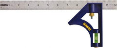Irwin - 2 Piece, 12" Combination Square Set - 1/16, 1/32, 1/64 & 1/8" (4R) Graduation, Stainless Steel Blade, ABS Square Head - Americas Industrial Supply