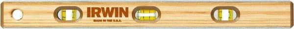 Irwin - 24" Long 6 Vial Box Beam Level - Hardwood, Brown, 2 Level & 4 Plumb Vials - Americas Industrial Supply