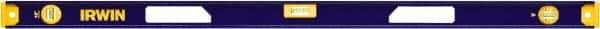 Irwin - Magnetic 48" Long 3 Vial I-Beam Level - Aluminum, Blue/Yellow, 1 Plumb & 2 Level Vials - Americas Industrial Supply