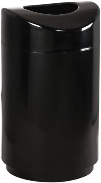 Rubbermaid - 30 Gal Black Round Decorative Waste Receptacle With Top - Metal, 851mm High - Americas Industrial Supply