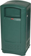 Rubbermaid - 35 Gal Green Rectangle Decorative Waste Receptacle With Top - 1,044mm High x 543.56mm Long x 515.62mm Wide - Americas Industrial Supply