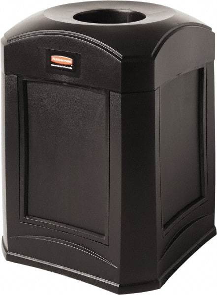 Rubbermaid - 35 Gal Black Square Decorative Waste Receptacle With Top - 31" High x 609.6mm Long x 24" Wide - Americas Industrial Supply