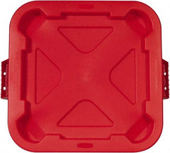 Rubbermaid - Square Lid for Use with 28 Gal Square Trash Cans - Red, Polyethylene, For Brute Trash Cans - Americas Industrial Supply