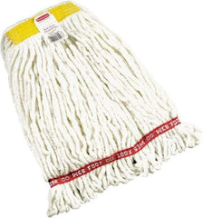 Rubbermaid - 1" Yellow Head Band, Small Blended Fiber Loop End Mop Head - Side Loading Connection - Americas Industrial Supply