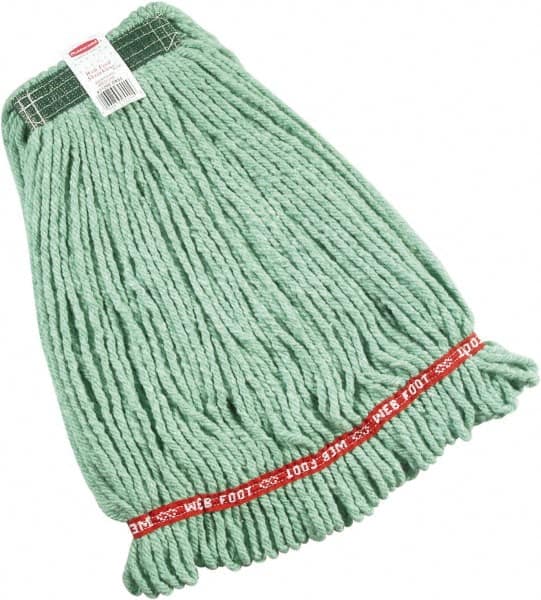 Rubbermaid - Green Head Band, Medium Blended Fiber Loop End Mop Head - Clamp Jaw & Side Loading Connection - Americas Industrial Supply