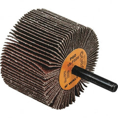 WALTER Surface Technologies - 2-1/2" Diam x 1-1/2" Face Width, Medium Aluminum Oxide Coated Mounted Flap Wheel - 1/4" Shank Mount, 60 Grit, Cloth Backing, 20,000 Max RPM - Americas Industrial Supply