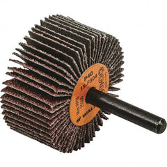 WALTER Surface Technologies - 2" Diam x 1" Face Width, Coarse Aluminum Oxide Coated Mounted Flap Wheel - 1/4" Shank Mount, 40 Grit, Cloth Backing, 25,000 Max RPM - Americas Industrial Supply