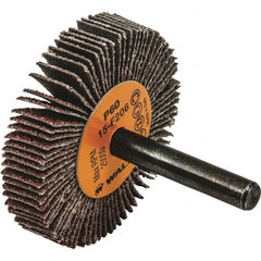 WALTER Surface Technologies - 2" Diam x 3/8" Face Width, Medium Aluminum Oxide Coated Mounted Flap Wheel - 1/4" Shank Mount, 60 Grit, Cloth Backing, 25,000 Max RPM - Americas Industrial Supply