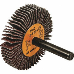WALTER Surface Technologies - 2" Diam x 3/8" Face Width, Coarse Aluminum Oxide Coated Mounted Flap Wheel - 1/4" Shank Mount, 40 Grit, Cloth Backing, 25,000 Max RPM - Americas Industrial Supply