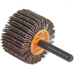 WALTER Surface Technologies - 1-1/2" Diam x 3/8" Face Width, Coarse Aluminum Oxide Coated Mounted Flap Wheel - 1/4" Shank Mount, 40 Grit, Cloth Backing, 25,000 Max RPM - Americas Industrial Supply