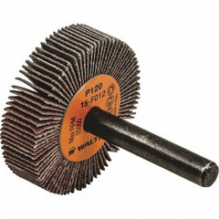 WALTER Surface Technologies - 1" Diam x 3/8" Face Width, Fine Aluminum Oxide Coated Mounted Flap Wheel - 1/4" Shank Mount, 120 Grit, Cloth Backing, 30,000 Max RPM - Americas Industrial Supply