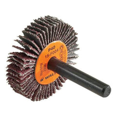 WALTER Surface Technologies - 1" Diam x 3/8" Face Width, Coarse Aluminum Oxide Coated Mounted Flap Wheel - 1/4" Shank Mount, 40 Grit, Cloth Backing, 30,000 Max RPM - Americas Industrial Supply