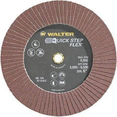 WALTER Surface Technologies - 120 Grit, 6" Disc Diam, Aluminum Oxide Flap Disc - 8,600 Max RPM, Fiber Backing, Hook & Loop Attaching System, Coated - Americas Industrial Supply