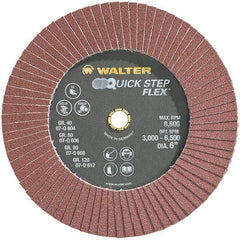 WALTER Surface Technologies - 80 Grit, 6" Disc Diam, Aluminum Oxide Flap Disc - 8,600 Max RPM, Fiber Backing, Hook & Loop Attaching System, Coated - Americas Industrial Supply