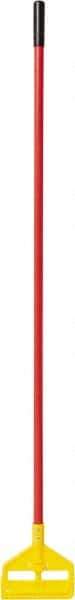 Rubbermaid - 60" Standard Fiberglass Clamp Jaw Mop Handle - 1" Mop Head Band, Plastic Connector, Use with Wet Mops - Americas Industrial Supply