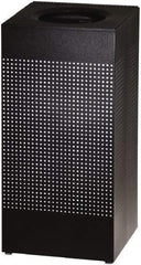 Rubbermaid - 16 Gal Black Square Decorative Waste Receptacle With Top - Steel, 30" High x 374.65mm Long x 374.65mm Wide - Americas Industrial Supply