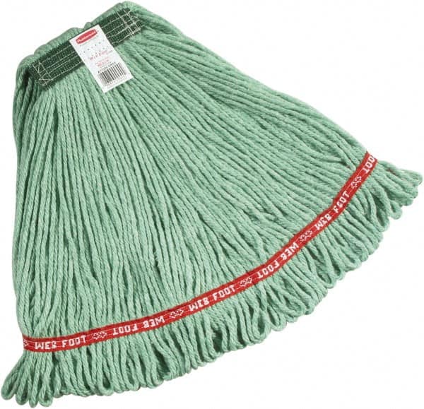 Rubbermaid - Green Head Band, Medium Blended Fiber Loop End Mop Pad - Quick Change Connection - Americas Industrial Supply