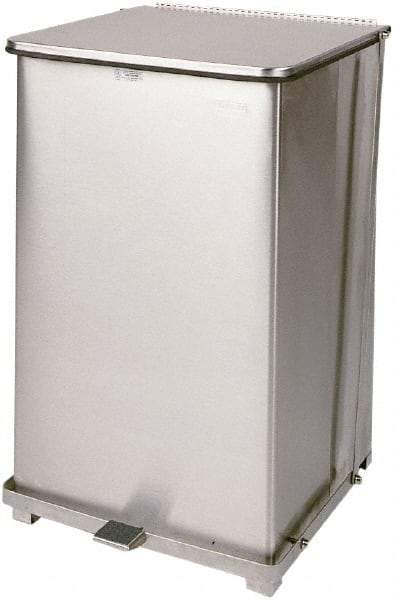 Rubbermaid - 40 Gal Square Unlabeled Trash Can - 30" High x 19" Long x 19" Wide, Stainless Steel, Steel - Americas Industrial Supply