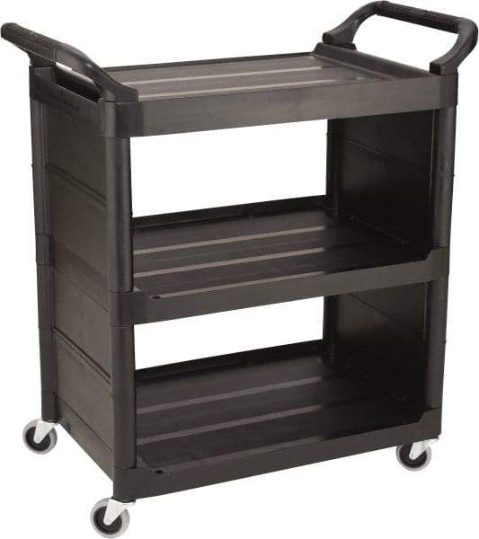 Rubbermaid - 150 Lb Capacity, 18-5/16" Wide x 34" Long x 36-5/8" High Standard Utility Cart - 3 Shelf, Plastic, Swivel Casters - Americas Industrial Supply