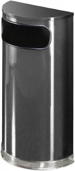 Rubbermaid - 9 Gal Gray Half-Round Decorative Waste Receptacle With Top - Steel, 813mm High x 457.2mm Wide - Americas Industrial Supply