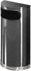 Rubbermaid - 9 Gal Gray Half-Round Decorative Waste Receptacle With Top - Steel, 813mm High x 457.2mm Wide - Americas Industrial Supply