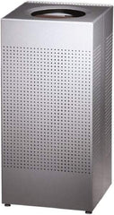 Rubbermaid - 16 Gal Silver Square Decorative Waste Receptacle With Top - Steel, 30" High x 374.65mm Long x 374.65mm Wide - Americas Industrial Supply