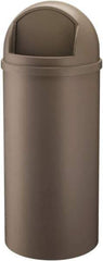 Rubbermaid - 15 Gal Brown Round Decorative Waste Receptacle With Top - 927mm High - Americas Industrial Supply