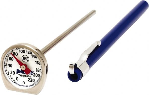 Rubbermaid - 0 to 220°F, Dial Pocket Thermometer - Stainless Steel - Americas Industrial Supply