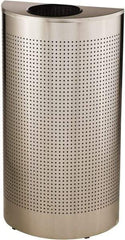 Rubbermaid - 12 Gal Silver Half-Round Decorative Waste Receptacle With Top - Stainless Steel, 32" High x 18" Wide - Americas Industrial Supply