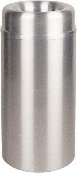 Rubbermaid - 15 Gal Aluminum Round Decorative Waste Receptacle With Top - Steel, 30" High - Americas Industrial Supply